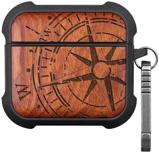 Main image of Wood for AirPods 5 Case/AirPods 4 Case, Incomplete Compass, Rosy