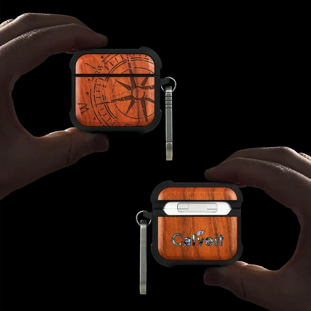 Alt view image 2 of 5 - Wood for AirPods 5 Case/AirPods 4 Case, Incomplete Compass, Rosy