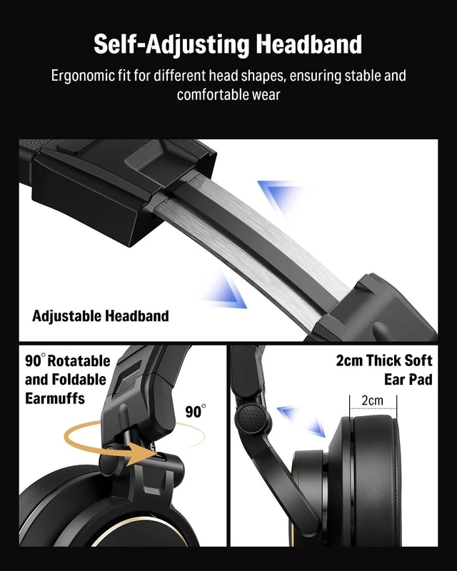 Alt view image 5 of 5 - Donner MH1 Monitor Headphones for Electronic Drum Set, Drummer Headphones for Electric Drum Kit, Wired Audio Isolation Headphones for Recording