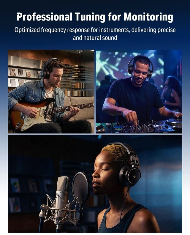 Alt view image 4 of 5 - Donner MH1 Monitor Headphones for Electronic Drum Set, Drummer Headphones for Electric Drum Kit, Wired Audio Isolation Headphones for Recording