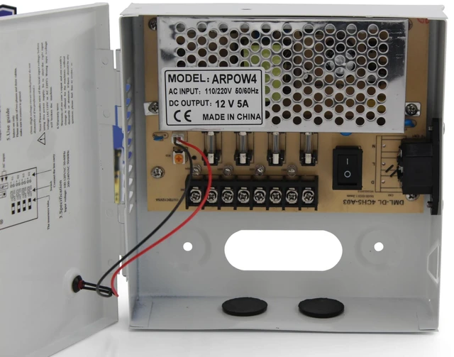 Alt view image 4 of 5 - Ares Vision 4 Channel/Port 5 AMPS, 12V DC Power Supply Box, Individually Fused for CCTV, LED, and All 12v DC Devices. Includes Screw Drivers & Extra fuses