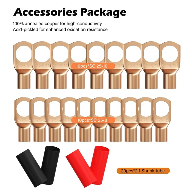 Alt view image 5 of 5 - 4 Gauge AWG Power/Ground Wire Cable 15 Ft Black+15 Ft Red, High Power Shielded CCA Soft Automotive Welding Battery Wiring Kit,for Car Audio Amp Speaker RV Trailer Marine Solar+ Lugs&Heat Shrink Tubes