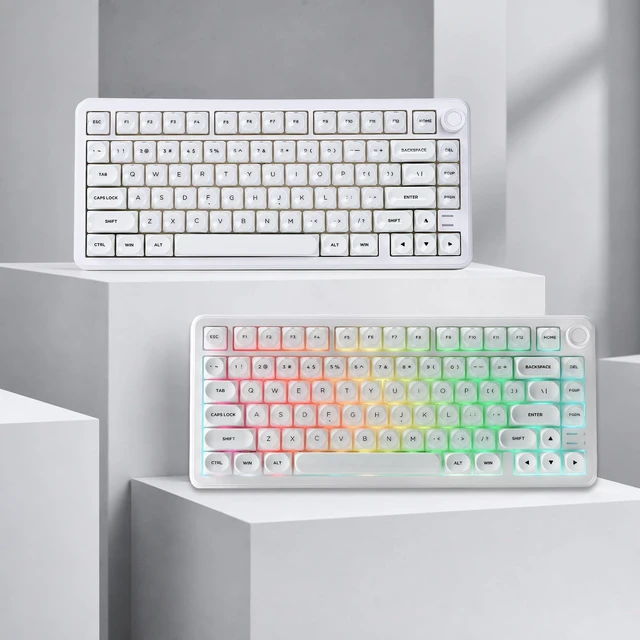 Alt view image 5 of 5 - Womier Double Shot PBT Cute Keycaps MOA Profile White Keyboard Keycap Set
