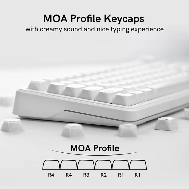 Alt view image 3 of 5 - Womier Double Shot PBT Cute Keycaps MOA Profile White Keyboard Keycap Set