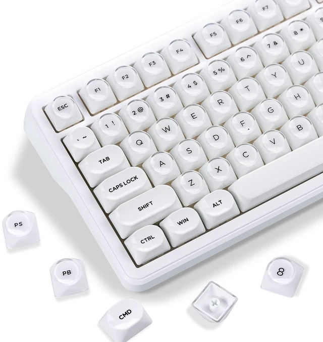 Main image of Womier Double Shot PBT Cute Keycaps MOA Profile White Keyboard Keycap Set