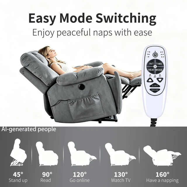 Alt view image 4 of 5 - ZWP 5 Pin Female 9 Button Remote Replacement for Massage Recliner Chair