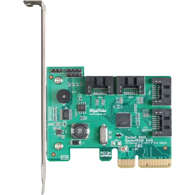 Alt view image 2 of 5 - Highpoint RocketRAID 640L Internal 4 SATA Port PCI-Express 2.0 x4 SATA 6Gb/s RAID Controller -Lite Version