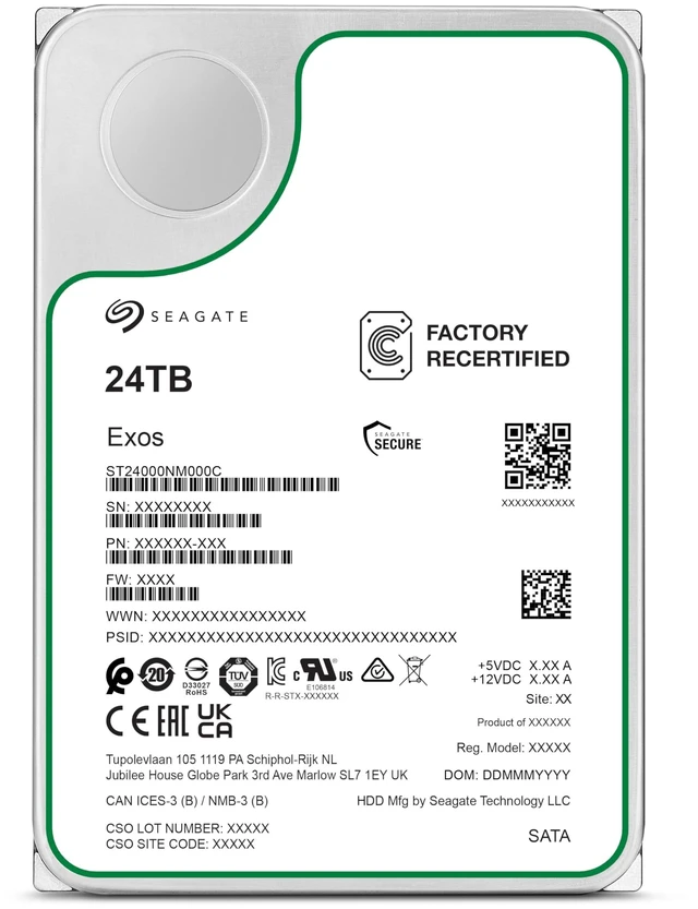 Main image of Seagate Exos X24 ST24000NM000C 24TB 7200RPM SATA 6Gb/s 512MB Cache CMR 3.5-Inch Enterprise Hard Drive