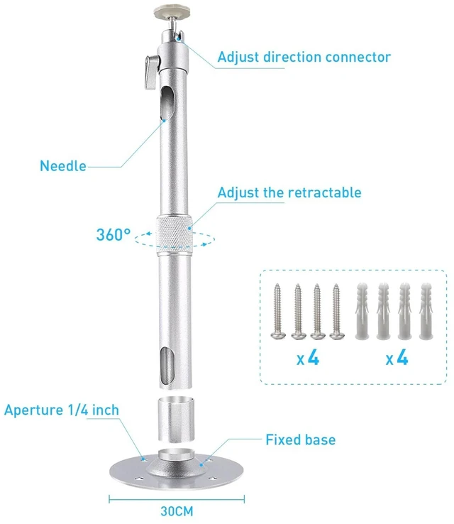 Alt view image 3 of 5 - NIERBO Universal Projector Wall Ceiling Mount Hanger 360 Rotatable Head with Extendable Length 11.8 Inch to 19.7 Inch Mounting Bracket