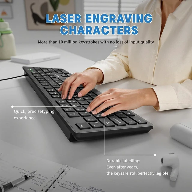 Alt view image 4 of 5 - MIKUSO French AZERTY Keyboard Wired USB for Computer Laptop PC