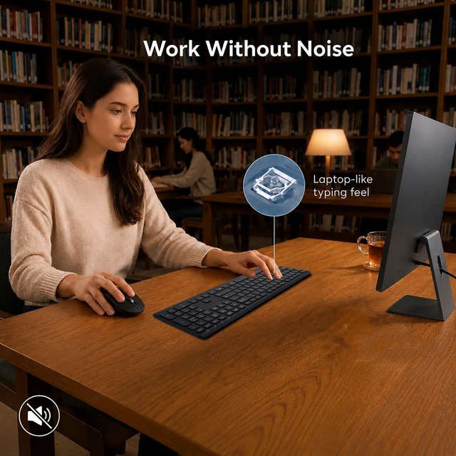 Alt view image 4 of 5 - Wireless Keyboard and Mouse Combo, Multi-Device, Silent (Black)