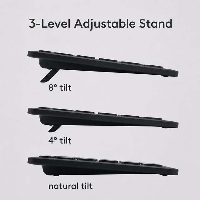 Alt view image 5 of 5 - Wireless Keyboard and Mouse Combo, Multi-Device, Silent (Black)