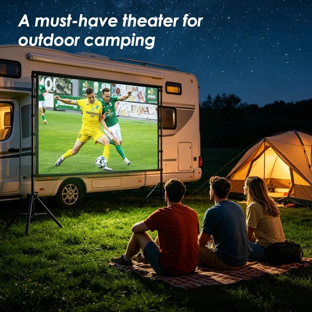 Alt view image 5 of 5 - 120 Inch 16:9 4K HD Projector Screen with Stand - Indoor & Outdoor Portable, Front & Rear Projection_Screen, Wrinkle - Free, with Carry Bag for Movie Night Backyard Theater