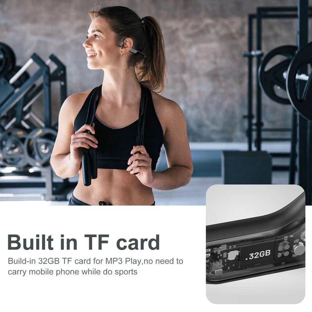 Alt view image 3 of 5 - Bone Conduction Headphones,Waterproof IP68,Wireless Bluetooth 5.3 Earphones with Microphone, Built-in 32GB MP3 Open Ear Bluetooth Headphones for Running