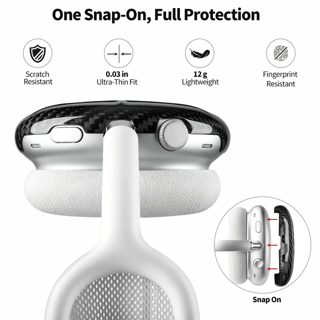 Alt view image 4 of 5 - Carbon Zone Ear Covers Compatible with AirPods Max 1/2 (2020/2024/2026)