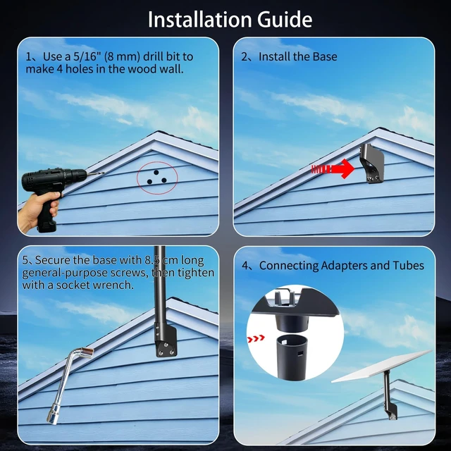 Alt view image 5 of 5 - Starlink Standard 4/4X/V3 Gen 3 Mount, 360 Adjustable Pivot Arm