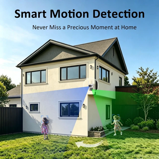 Alt view image 5 of 5 - ONNO DualLens 3MP PTZ Security Camera, WiFi Indoor Outdoor Baby Pet Monitor, Motion Detection, TwoWay Audio, Color Night Vision, SD/Cloud Storage, IP64