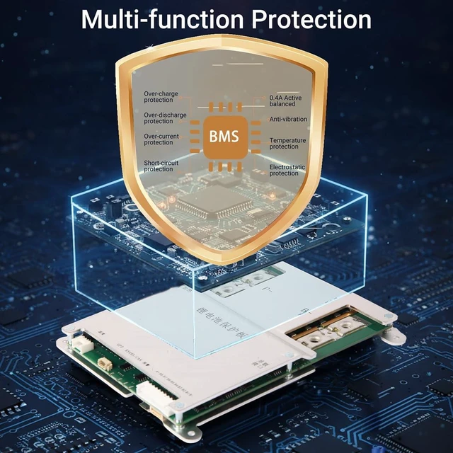 Alt view image 2 of 5 - Li-ion LiFePO4 BMS 40A 8S-20S 24V-72V Lithum ion Battery Management System PCB Protection Board, with 0.4A Active Balancing Current for LiFePO4 Li-ion LTO Lithium Battery Pack