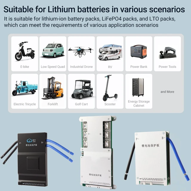 Alt view image 4 of 5 - Li-ion LiFePO4 BMS 40A 8S-20S 24V-72V Lithum ion Battery Management System PCB Protection Board, with 0.4A Active Balancing Current for LiFePO4 Li-ion LTO Lithium Battery Pack