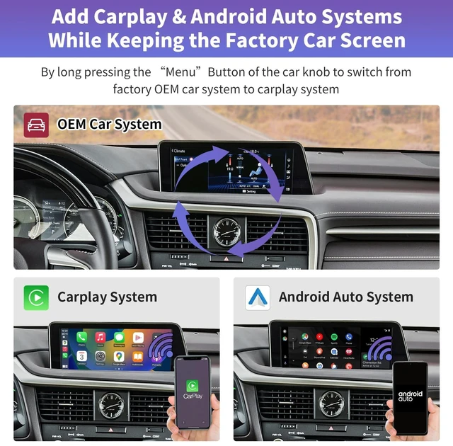 Alt view image 3 of 5 - Road Top Wireless CarPlay for Lexus with Small Touchpad/Joystick