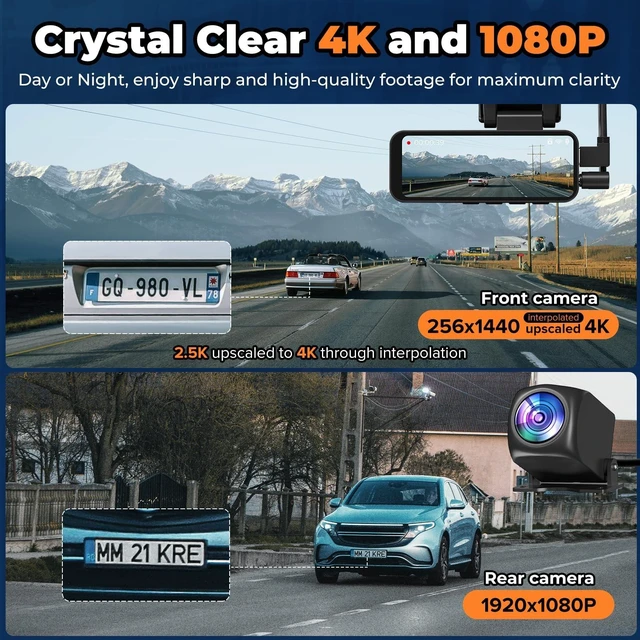 Alt view image 2 of 5 - Dash Cam Front and Rear, 4K Dash Camera for Daily Driving, Day and Night
