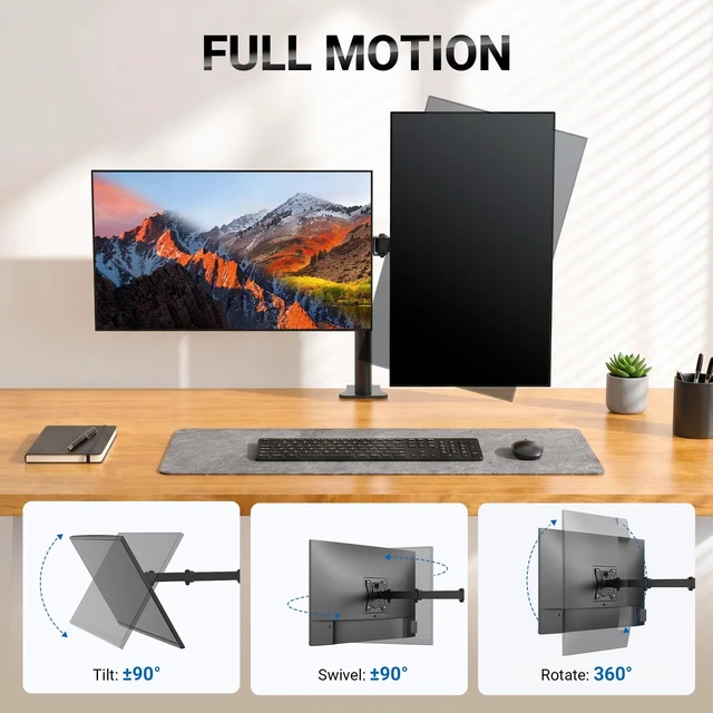 Alt view image 3 of 5 - GRIFEMA Monitor Mount for 13-32 in, Dual Monitor Arm, Up to 19.8 Lbs Each