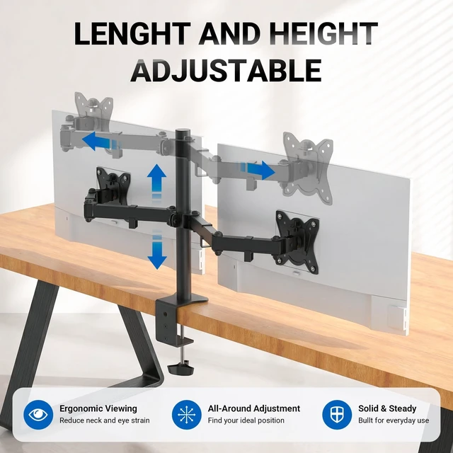 Alt view image 4 of 5 - GRIFEMA Monitor Mount for 13-32 in, Dual Monitor Arm, Up to 19.8 Lbs Each