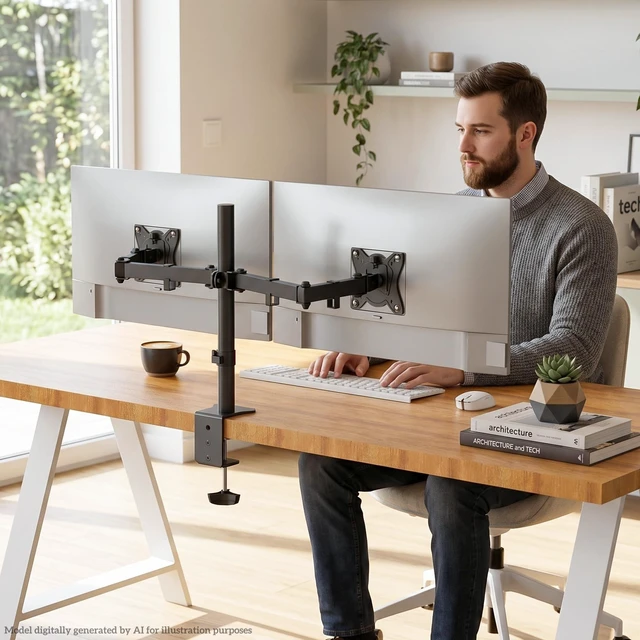 Alt view image 5 of 5 - GRIFEMA Monitor Mount for 13-32 in, Dual Monitor Arm, Up to 19.8 Lbs Each