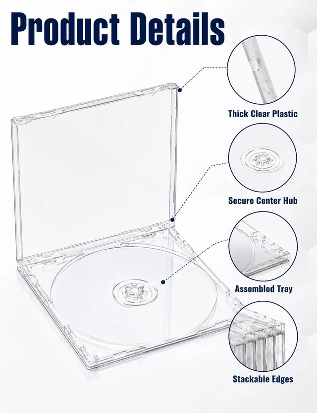 Alt view image 4 of 5 - 25 Pack 10.4 mm Clear CD Jewel Cases, Standard Single Disc