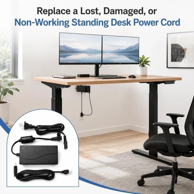 Alt view image 5 of 5 - MSMJSFA 29V 2A Standing Desk Replacement Cord, 2-Pin Adapter for Claiks