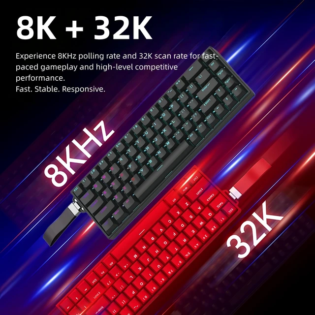 Alt view image 5 of 5 - MiniLuxis 68% Hall Effect Gaming Keyboard, Adjustable Actuation 0.1-3.8mm, Rapid Trigger & Snap Tap, 8K Polling Magnetic Switch Keyboard, RGB Wired HE Keyboard for FPS, PC, PS5, Mac (Black)