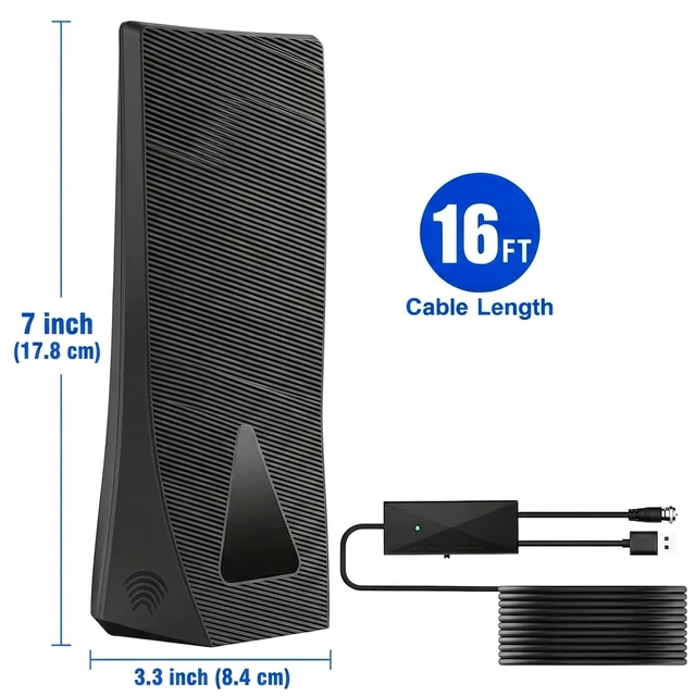 Alt view image 2 of 5 - TV Antenna for Smart TV Indoor Outdoor - Digital HDTV Antenna for Local Channels 4K 1080P, Portable Television Antenna with Stable Base for RV Camping Home, 360 Omnidirectional (Wedge Shape)