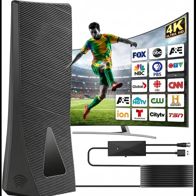 Main image of TV Antenna for Smart TV Indoor Outdoor - Digital HDTV Antenna for Local Channels 4K 1080P, Portable Television Antenna with Stable Base for RV Camping Home, 360 Omnidirectional (Wedge Shape)
