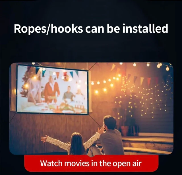 Alt view image 3 of 5 - 100 Inch 16:9 Projector Screen, Foldable and Washable HD White Projection Screen with Black Backing, Portable Movie Screen for Outdoor Indoor Home Theater, Camping, Meeting Room