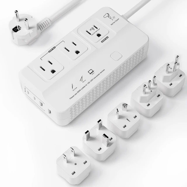 Main image of 220v to 110v Travel Voltage Converter : International Universal Power Plug Adapter Outlet Converters US to Europe - High Power Hair Dryer Dual Voltage Step Down Plugs Transformer for European UK EU