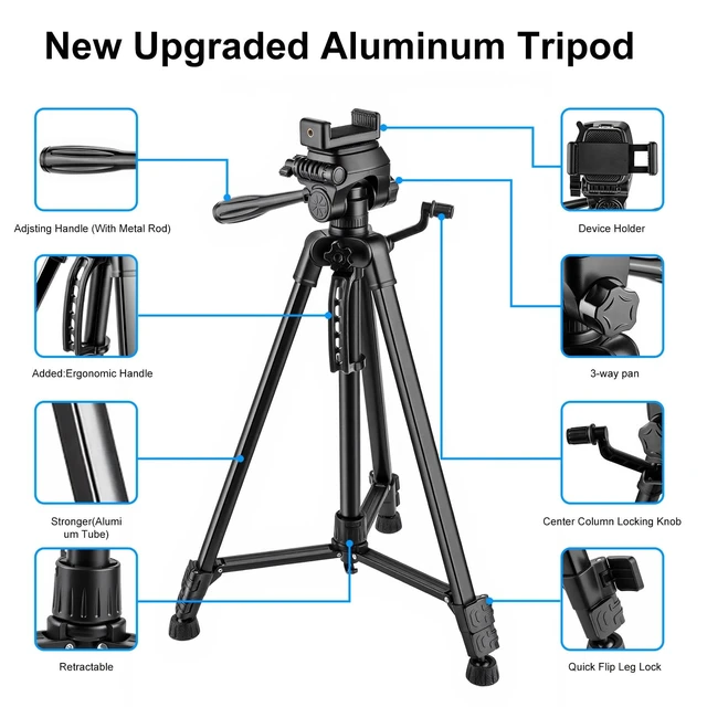 Alt view image 2 of 5 - Tripod Stand for Nex Playground Console, Adjustable Height Stable Holder for Nex Playground Accessory, Aluminum Professional Tripod for Camera/Phone/Projector