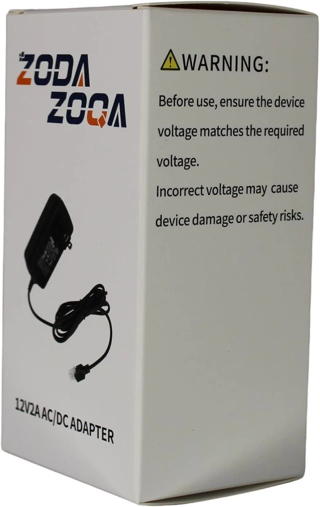 Main image of Zodazoqa 12v 2a Power Supply Replacement Power Cord,for Single Motor Standing Desk Input Power Supply, Wall Plug-in Power Adapter 2 Pin Plug DesignMax Power 24W