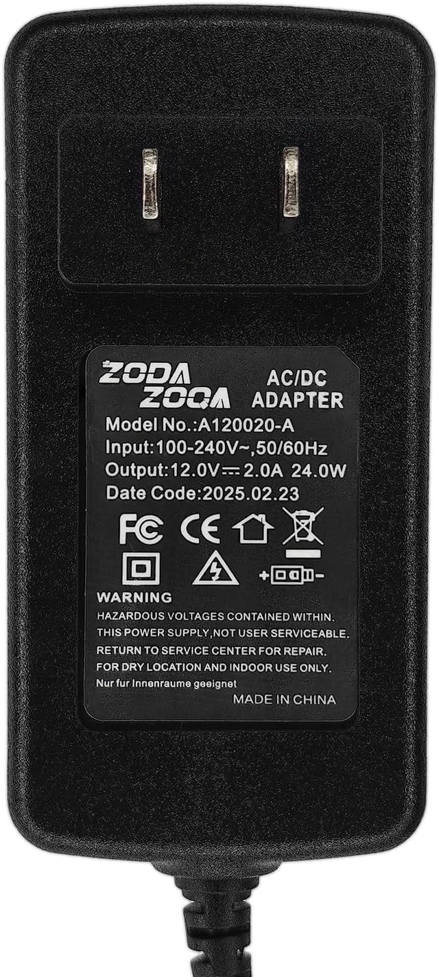 Alt view image 3 of 5 - Zodazoqa 12v 2a Power Supply Replacement Power Cord,for Single Motor Standing Desk Input Power Supply, Wall Plug-in Power Adapter 2 Pin Plug DesignMax Power 24W