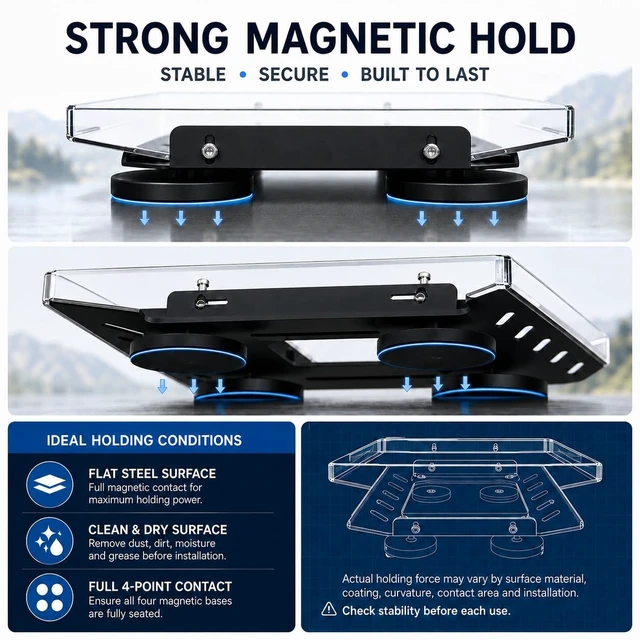 Alt view image 3 of 5 - ZAVKLO Magnetic Roof Mount Compatible with Starlink Mini, 4 Adhesive Plates
