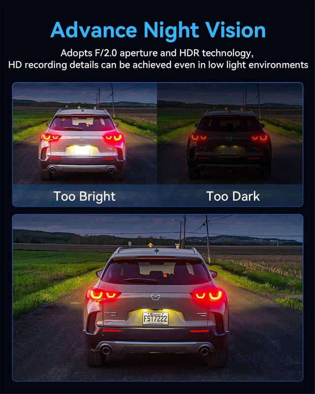 Alt view image 5 of 5 - Dash Cam Front and Rear Inside 3 Channel 4K Full UHD Dash Camera for Cars