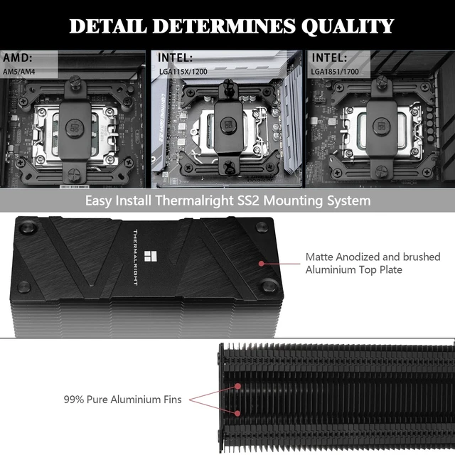 Alt view image 5 of 5 - Thermalright TR Assassin Spirit 120 EVO CPU Air Cooler, AS120 EVO, 2000RPM Speed,4 Heat Pipes, 120mm PWM Quiet Fan CPU Cooler with S-FDB Bearing, for AMD AM4 AM5/Intel 1700/1150/1151/