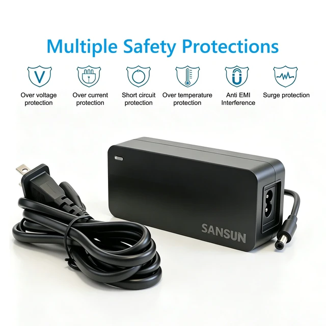 Alt view image 2 of 5 - 12V 5A Power Supply, AC 120V to DC12V 5.5x2.1mm Jack Converter, 12 Volt LED Driver 60W Adapter Transformer for Strip Lights, Surveillance Cameras, External HDD, Monitor, CCTV (Pack of 3)