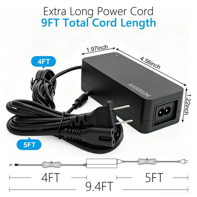 Alt view image 4 of 5 - 12V 5A Power Supply, AC 120V to DC12V 5.5x2.1mm Jack Converter, 12 Volt LED Driver 60W Adapter Transformer for Strip Lights, Surveillance Cameras, External HDD, Monitor, CCTV (Pack of 3)