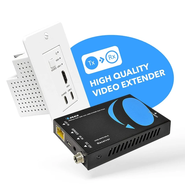 Alt view image 2 of 5 - OREI 4K HDMI/USB-C Extender, Over Single Cat6/Cat7 Cable Wall Plate Transmitter 4K @ 60Hz UltraHD with HDR & IR Control - Up to 165 ft