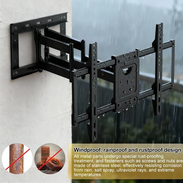 Alt view image 3 of 5 - ZANUZDU Outdoor TV Mount,Full Motion Articulating Arm Can Tilts and Swivels, Weatherproof Rust Proof for 42 to 80 inch Indoor and Outdoor TVs,Max VESA 600x400, Holds Up to 176 lbs
