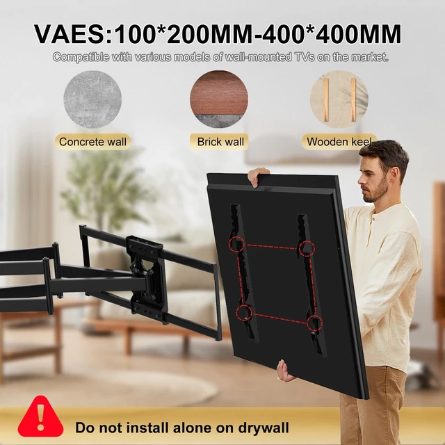 Alt view image 4 of 5 - ZANUZDU Outdoor TV Mount,Full Motion Articulating Arm Can Tilts and Swivels, Weatherproof Rust Proof for 42 to 80 inch Indoor and Outdoor TVs,Max VESA 600x400, Holds Up to 176 lbs