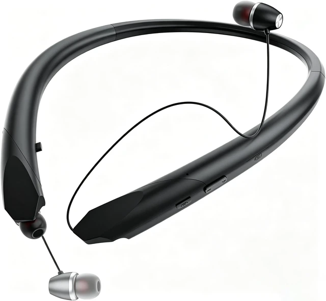Main image of MZQYRVK Retractable Neckband Bluetooth Headphones, Bluetooth 6.0, 24H Playtime, Hi-Fi Stereo, IPX4 Sweatproof, Vibration Alert, Wireless Earbuds for Sports Work Commute