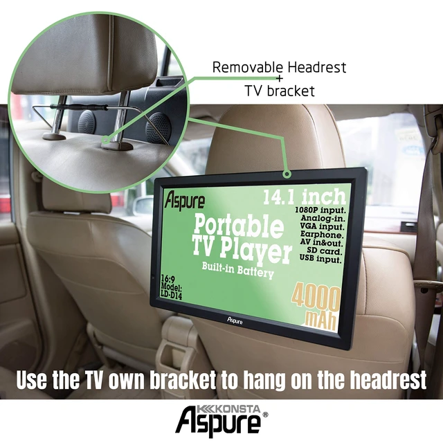 Alt view image 2 of 4 - aspure 14" Portable TV with Antenna,Black