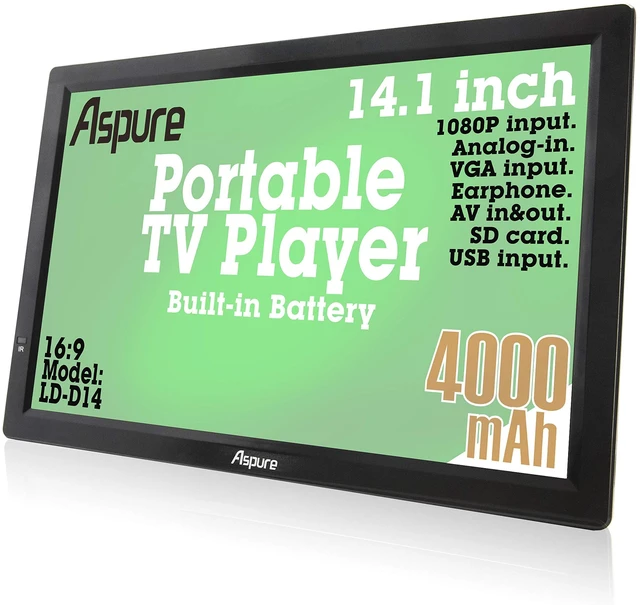 Main image of aspure 14" Portable TV with Antenna,Black