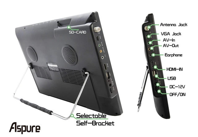 Alt view image 4 of 4 - aspure 14" Portable TV with Antenna,Black